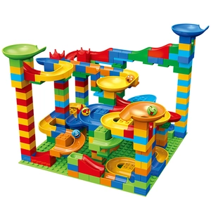DIY colorful marble run building blocks set with emoji rolling balls for kids toy