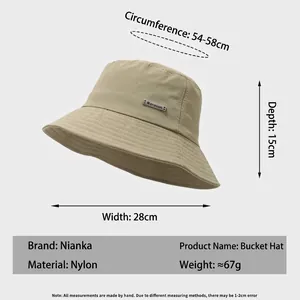 Lightweight foldable sun hat for women with detailed size chart and polyamide material specs