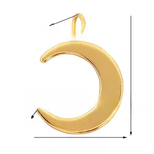 Detailed view of 18K gold moon pendant with 25mm height and polished finish detail