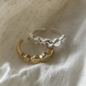 Minimalist 925 silver irregular textured open rings in gold and silver finishes