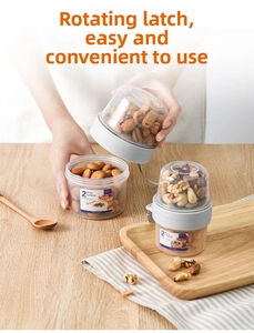 Dual-layer 360ml and 310ml portable food storage jar with secure twist-lock sealing