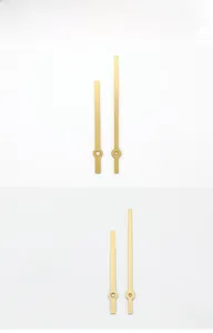 Detailed view of matte gold metal clock hands set 242 with hour and minute needles