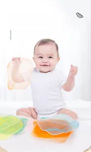 Baby sensory juggling scarves in vibrant colors made of soft translucent chiffon fabric