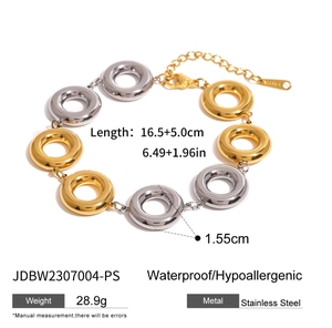 Two-tone gold and silver stainless steel chain link bracelet with waterproof finish
