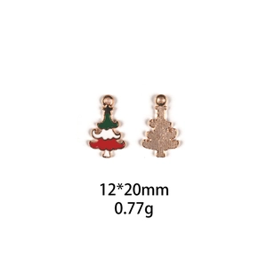 Detailed front and back view of 12x20mm Christmas tree alloy pendants for DIY jewelry