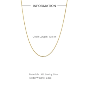 Minimalist S925 sterling silver adjustable necklace chain in gold finish 40+5cm