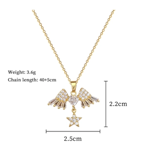 Macro detail of winged heart pendant dimensions with precise chain length and weight data
