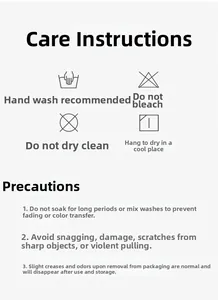 Detailed laundry care label showing washing icons and maintenance instructions for baseball caps