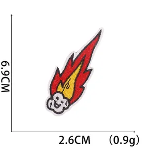Detailed size view of cartoon comet embroidery patch measuring 6.9cm by 2.6cm