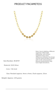 Detailed specs of S925 silver 18k gold choker showing 4mm discs and 35cm chain length