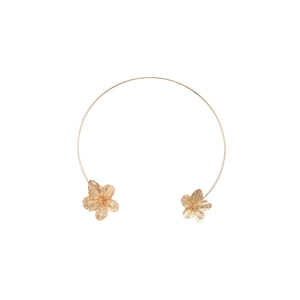 Elegant gold flower choker necklace with brushed metal finish and minimalist open ring design