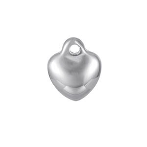 Polished silver stainless steel heart pendant necklace accessory on white background