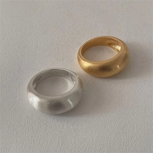 925 Sterling Silver Ring Brushed Matte Finish Wide Chunky Band Minimalist Jewelry For Women