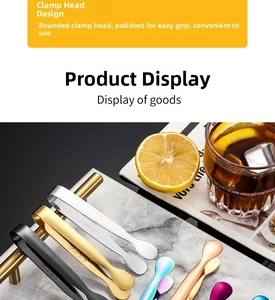 Polished SUS 304 stainless steel ice tongs in multiple colors for sugar or lemon