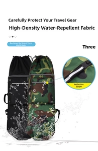 Waterproof long outdoor bag with luminous zipper and drawstring for yoga mats or boards