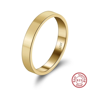 Anello minimalista in argento sterling S925 placcato oro con finitura lucida