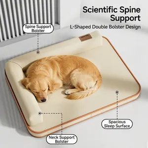 Panier pour chien imperméable en forme de L avec rebord de soutien pour grands chiens