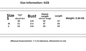 Detailed size chart for women's double-breasted faux suede jacket showing dimensions