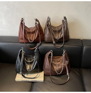 Detailed comparison of hobo bags in red-brown, dark coffee, black, and tan soft leather