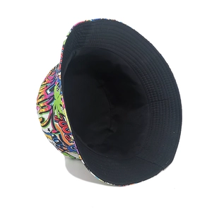 Graffiti print bucket hat for men and women featuring colorful abstract street art patterns