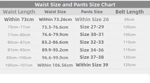 Size chart showing waist measurements in cm and inches for pearl decorative elastic belts