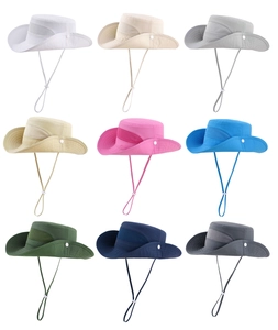 Grid view showcasing 9 colors of breathable wide brim sun hats with mesh and chin straps