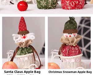 Detailed view of Christmas gift bags featuring Santa and snowman with 33cm total height