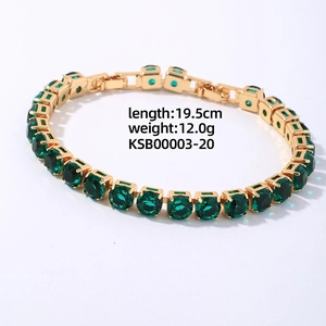 Detail showing 19.5cm length and 12.0g weight of the gold green zircon tennis bracelet