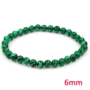 Bracciale elastico in pietre di malachite verde naturale da 6mm con venature nere
