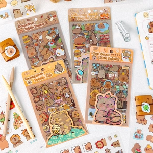 Cute Capybara Waterproof PET Stickers For Scrapbooking DIY Journaling Decorative Cartoon Stationery Decals For Kids