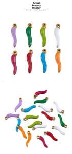 Polished cornicello chili pendants in various enamel colors with golden jump rings