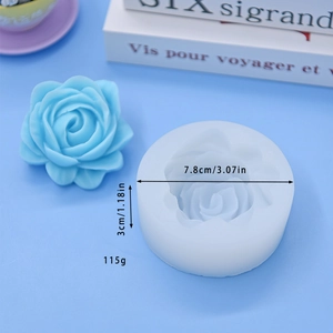 3D rose flower silicone mold for DIY cake fondant and chocolate baking with dimensions