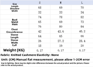 Detailed size chart for long sleeve t-shirt including length, bust, and sleeve measurements