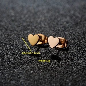 Boucles d'oreilles cœur en or minimalistes en acier inoxydable poli pour hommes et femmes