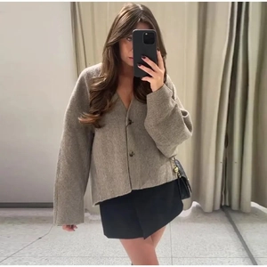 Women Loose Double Breasted Imitation Wool Jacket Coat Preppy Style Casual Long Sleeve Top With Pockets Square Collar Outerwear