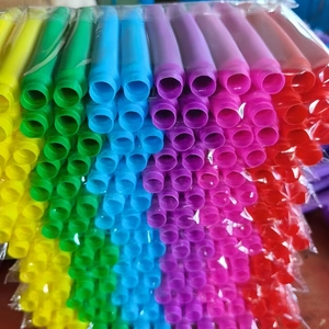 Bulk pack of colorful 19mm telescopic stretch tubes in assorted rainbow colors