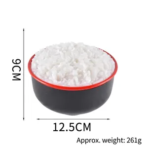 Realistic artificial rice bowl model for food photography, dimensions 12.5x9cm 261g