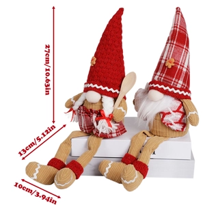 Christmas plush gnome couple ornaments with long legs and gingerbread man decorations