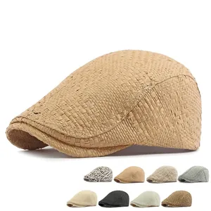 Vintage Stroh Geflochtene Schirmmütze Atmungsaktive Sommer Sonnenschutz Baskenmütze Für Herren Und Damen Verstellbar