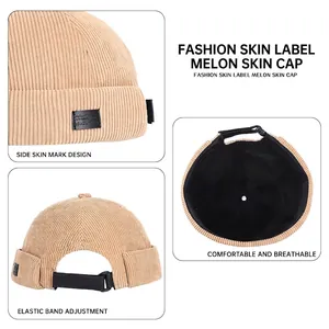 Retro khaki corduroy dockers cap for men and women with adjustable strap and breathable mesh