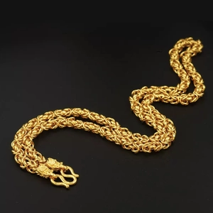 Collar de cadena retro de escamas de dragón doradas para hombre con cierre de doble gancho