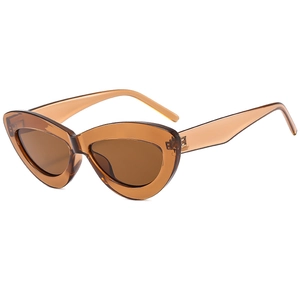 Lunettes de soleil œil de chat marron avec monture transparente et verres anti-UV