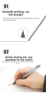 Detail of 70mm black metal ballpoint ink refill with durable needle tip precision