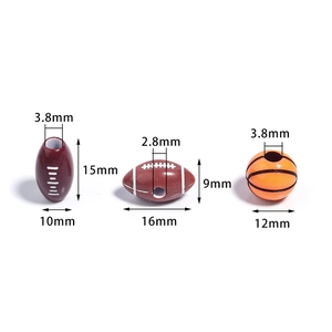 Acrylic sports beads for DIY jewelry with basketball and rugby shapes and dimensions
