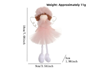 Detailed size specifications for pink plush angel ornament with measurements 18x9x5cm