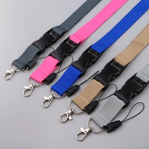Five assorted colorful nylon lanyards with quick-release buckles and metal hooks