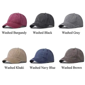 Vintage washed cotton short brim baseball caps in six classic colors for men and women