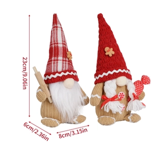 Christmas gnome plush ornament with gingerbread and candy details 23cm height