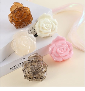 Détail de pinces à cheveux rose 3D élégantes en couleurs douces sur livre blanc