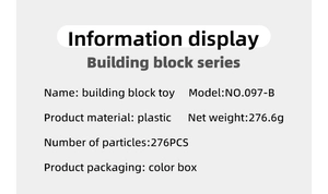 Detailed specs of floral building block set NO.097-B with 276 pieces in a color box